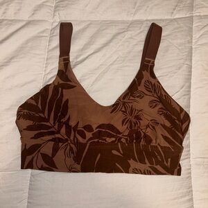 Aerie Brown Leaf Print Sports Bra